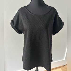 Black Boxy Cuffed Sleeve Blouse